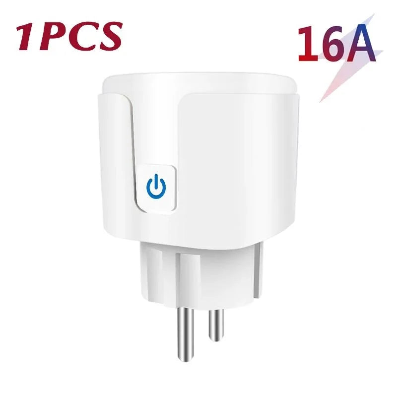 Tuya 16A 20A EU Smart Socket WiFi Smart Plug With Power Monitoring Timing Function Voice Control Alexa Google Assitant