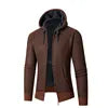 Autumn Winter Men's Knit Cardigan European American Style Slim Fit Hooded Coat Zipper New Thickened Anti-Pilling Striped
