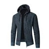 Autumn Winter Men's Knit Cardigan European American Style Slim Fit Hooded Coat Zipper New Thickened Anti-Pilling Striped