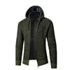 Autumn Winter Men's Knit Cardigan European American Style Slim Fit Hooded Coat Zipper New Thickened Anti-Pilling Striped