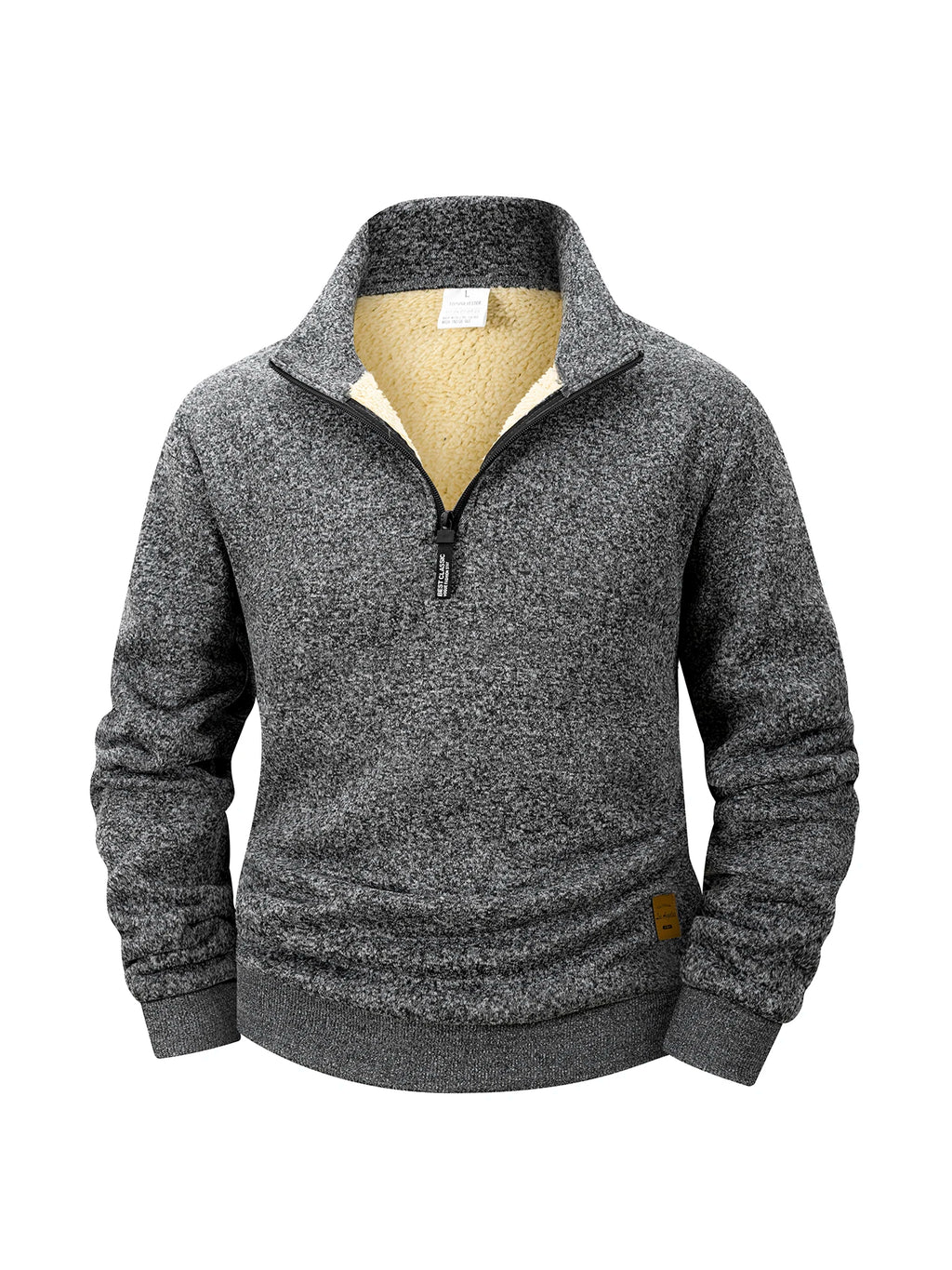 Men Fleece Lined Sweatshirts Winter Warm Pullover Half Zipper Pullover for Male Hoody Outdoor Sweatshit Solid Color Stand Collar