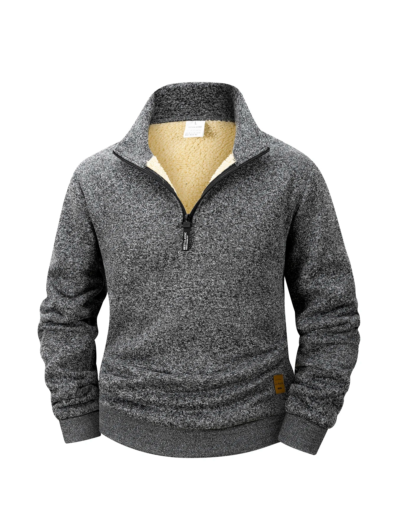 Men Fleece Lined Sweatshirts Winter Warm Pullover Half Zipper Pullover for Male Hoody Outdoor Sweatshit Solid Color Stand Collar